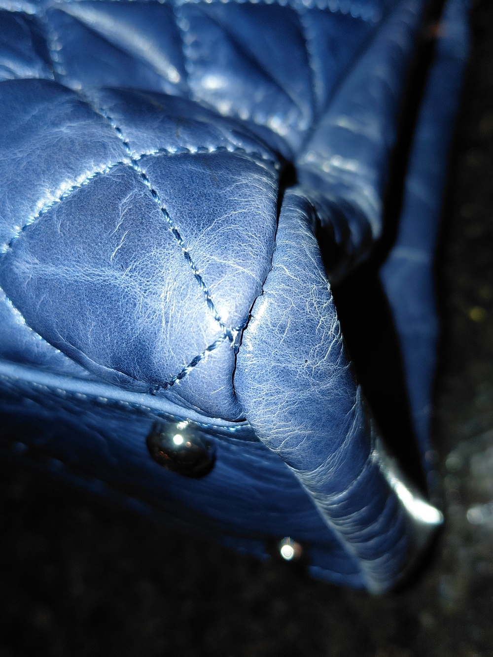 Chanel Navy Glazed Quilted Leather Just Mademoiselle Bowler Satchel Bag VGC! - Picture 5 of 16